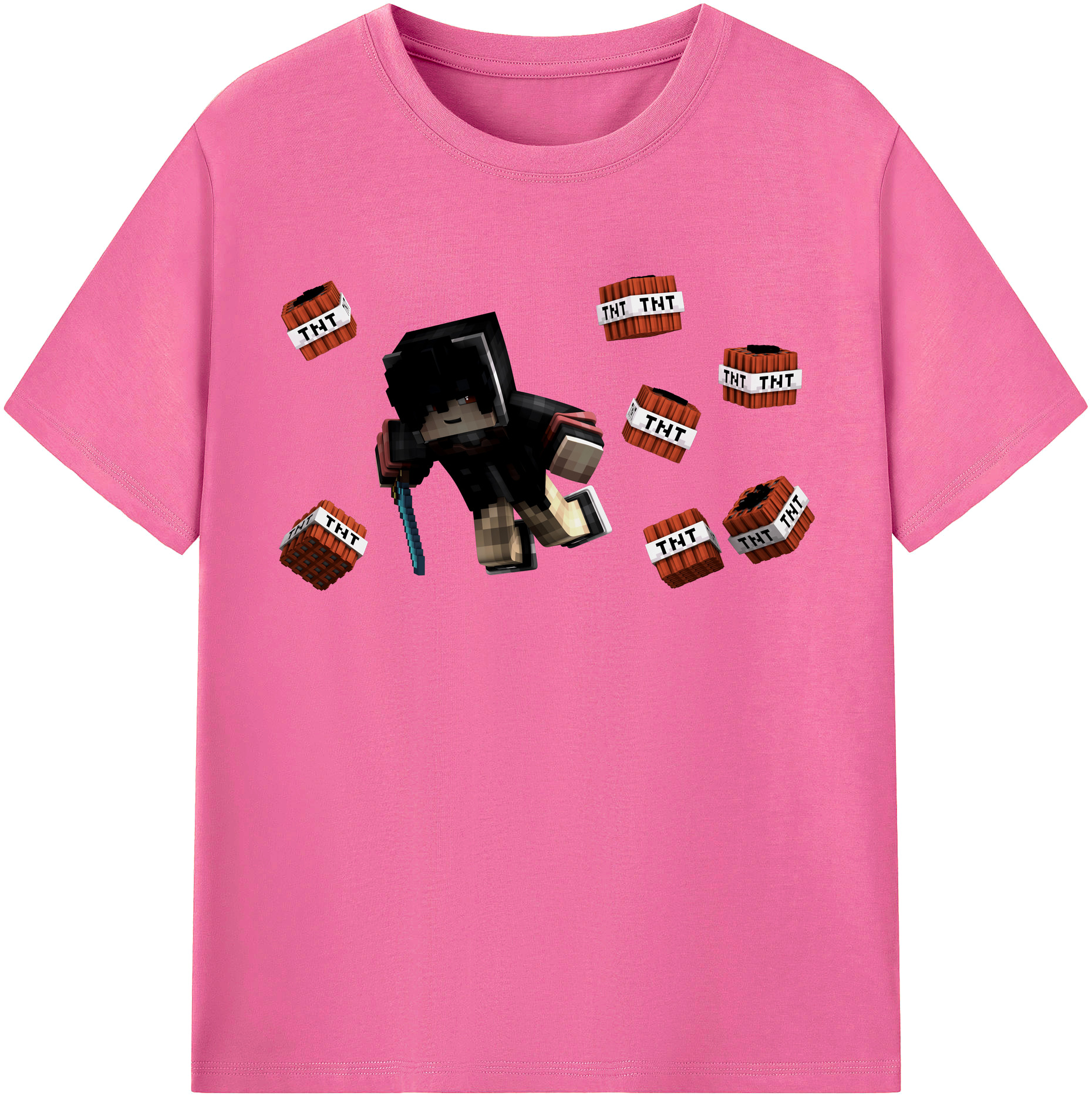 （画像用） マインクラフト ブロックの世界 Minecraft MC Block world レディースカジュアルプリントTシャツ（綿100％）